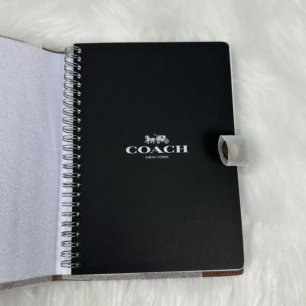 Coach Snap Notebook In Signature Canvas/Smooth leather/ Tan Brown CZ198 NWT